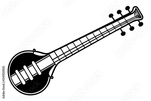 sitar line art silhouette vector illustration