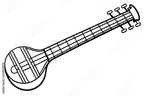 sitar line art silhouette vector illustration