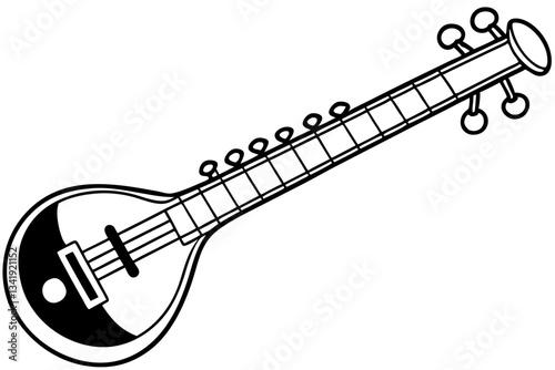sitar line art silhouette vector illustration