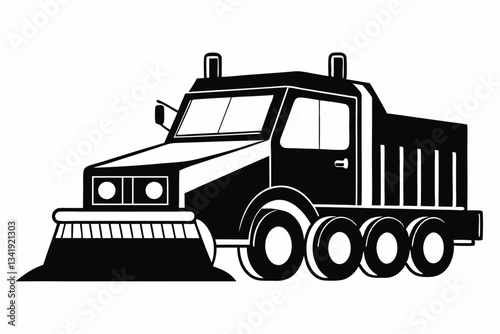 snowplow line art silhouette vector illustration