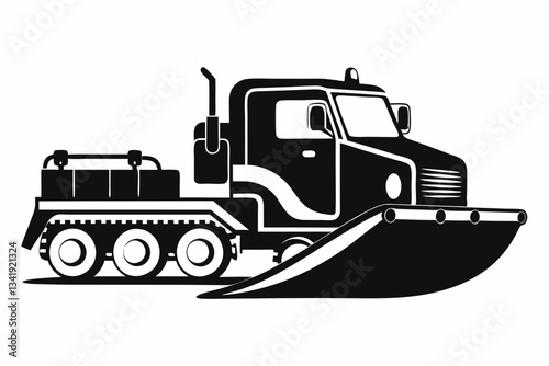 snowplow line art silhouette vector illustration