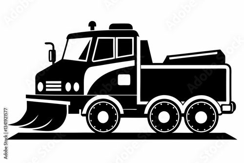 snowplow line art silhouette vector illustration