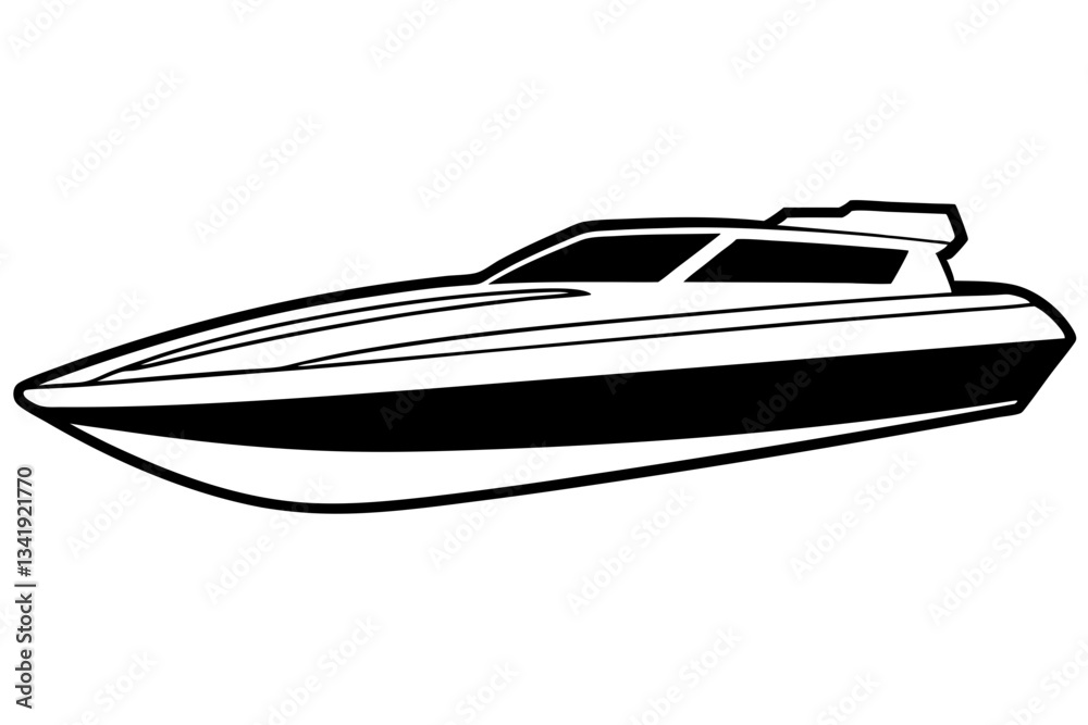 speed boat line art silhouette vector illustration speed boat line art silhouette vector illustration