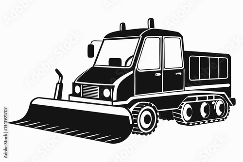 snowplow line art silhouette vector illustration