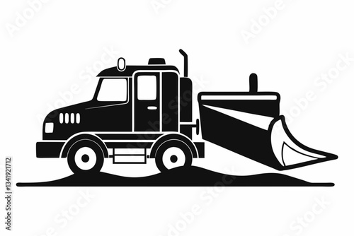 snowplow line art silhouette vector illustration
