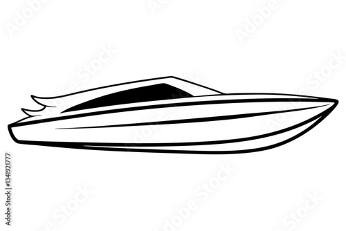 speed boat line art silhouette vector illustration