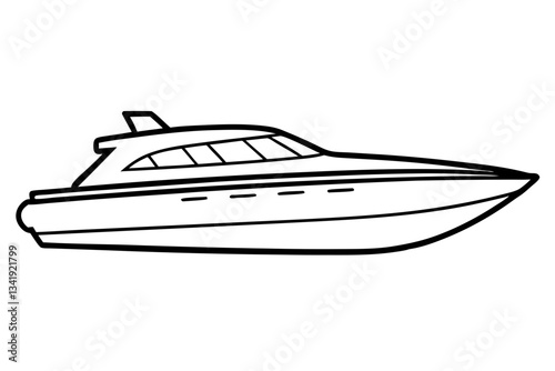 speed boat line art silhouette vector illustration