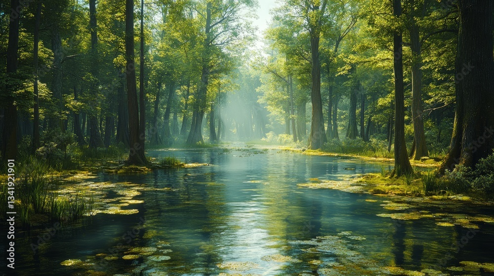 With its diverse range of flora and interdependent relationships that support its ecology, the authentic green swamp is teeming with life and flourishing. With its diverse range of flora and interdependent relationships that support its ecology, the authentic green swamp is teeming with life and flourishing.
