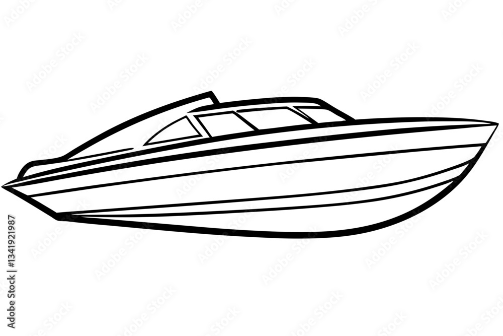 speed boat line art silhouette vector illustration speed boat line art silhouette vector illustration