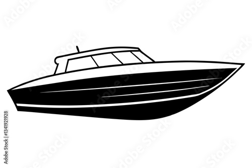 speed boat line art silhouette vector illustration
