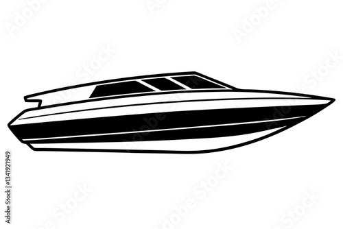 speed boat line art silhouette vector illustration