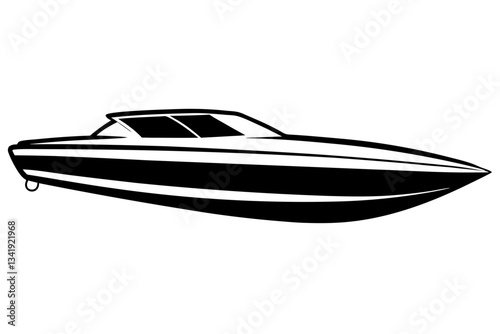 speed boat line art silhouette vector illustration