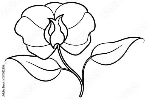 sweet pea flower line art silhouette vector illustration