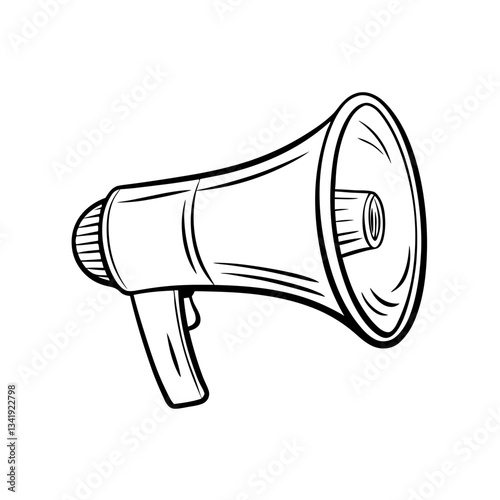 Megaphone illustration in minimalist style on white background  