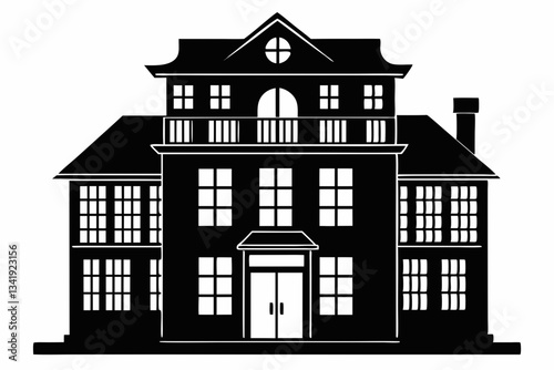 Canvas Print tenement line art silhouette vector illustration