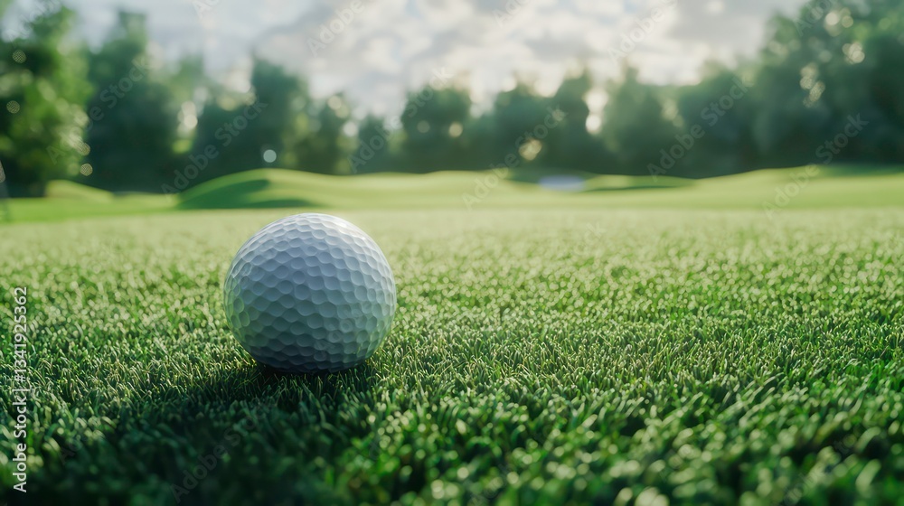 A golf ball is sitting on a green grassy field next to a golf club A golf ball is sitting on a green grassy field next to a golf club