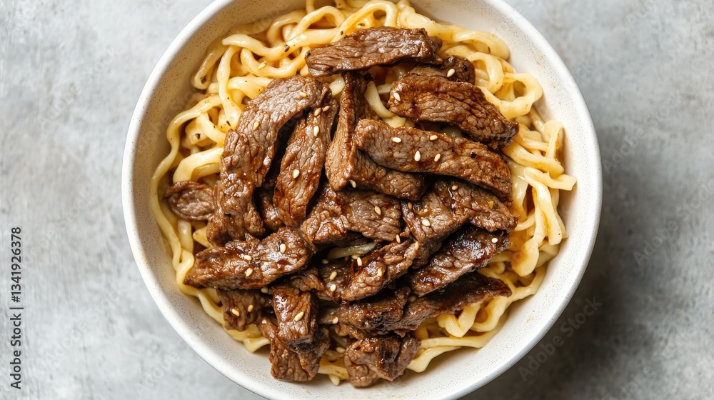 Photographed black pepper beef fillet fried noodles in studio setting Photographed black pepper beef fillet fried noodles in studio setting