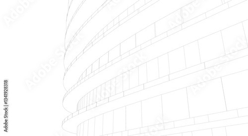 Architectural Structure – Futuristic Geometric Facade in Perspective