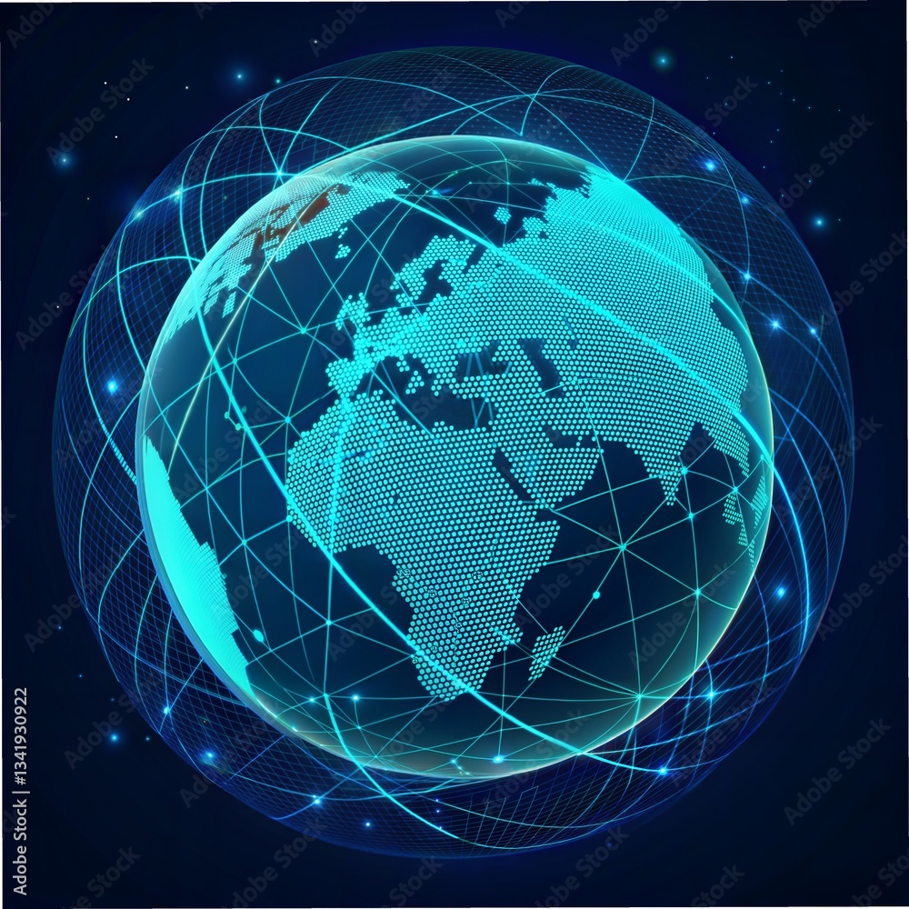 Naklejka premium Global Network Concept with Digital Earth's Visualization 