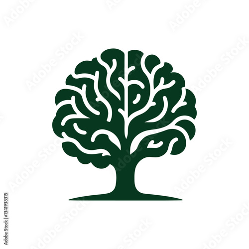 brain tree vector silhouette clip art logo design