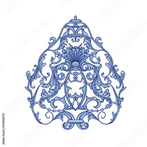 Vintage rococo decor with leaves and swirls. Victorian arabesque	