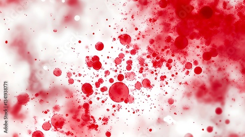Red ink drops flowing in clear liquid, abstract use