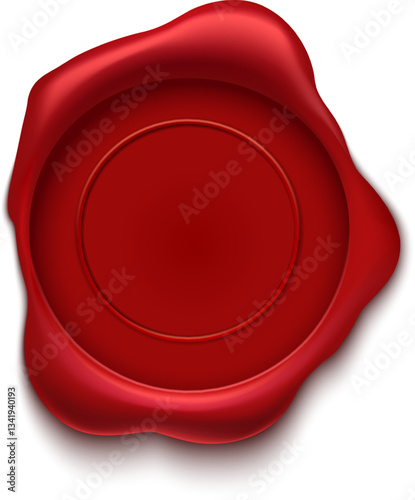 Shiny red wax seal featuring empty space for a logo or symbol, ensuring authenticity and security for legal documents and agreements while adding a classic touch to important correspondence
