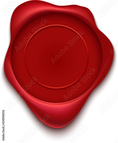 Red wax seal dripping on a white background, providing ample copy space while symbolizing the authenticity and security of important documents or agreements