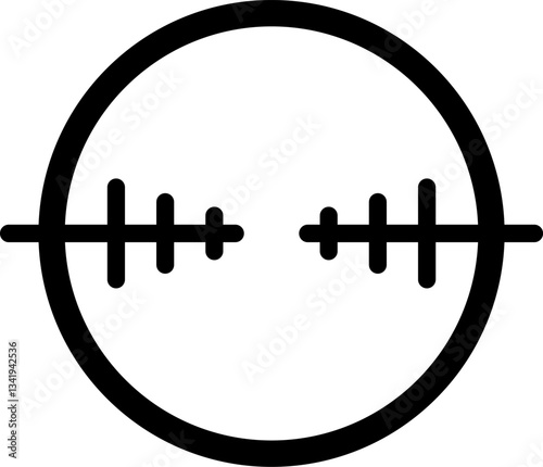Sniper scope crosshair targeting aiming shooting weapon military target accuracy simple icon isolated on white background, vector illustration