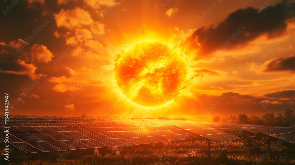 solar panel on the meadow. environmental protection.