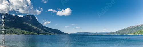Blick auf die Bucht von Narvik in Norwegen