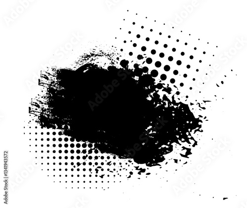 Splatter Paint Texture . Black Spray Blot of Ink. Place illustration Over any Object to Create Grungy Effect . hand drawn. Not AI, Vector.