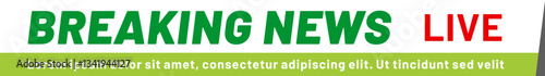 Breaking news live banner featuring vibrant green and red text set against a bold green strip, ideal for enhancing media and communication themes in various formats