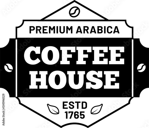 Vintage premium arabica coffee house logo, established in 1765, featuring coffee beans and leaves, conveying tradition, quality, and a passion for coffee