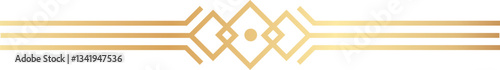 Golden lines and geometric shapes are forming an abstract border, creating a horizontal decorative element with a touch of elegance and modernity