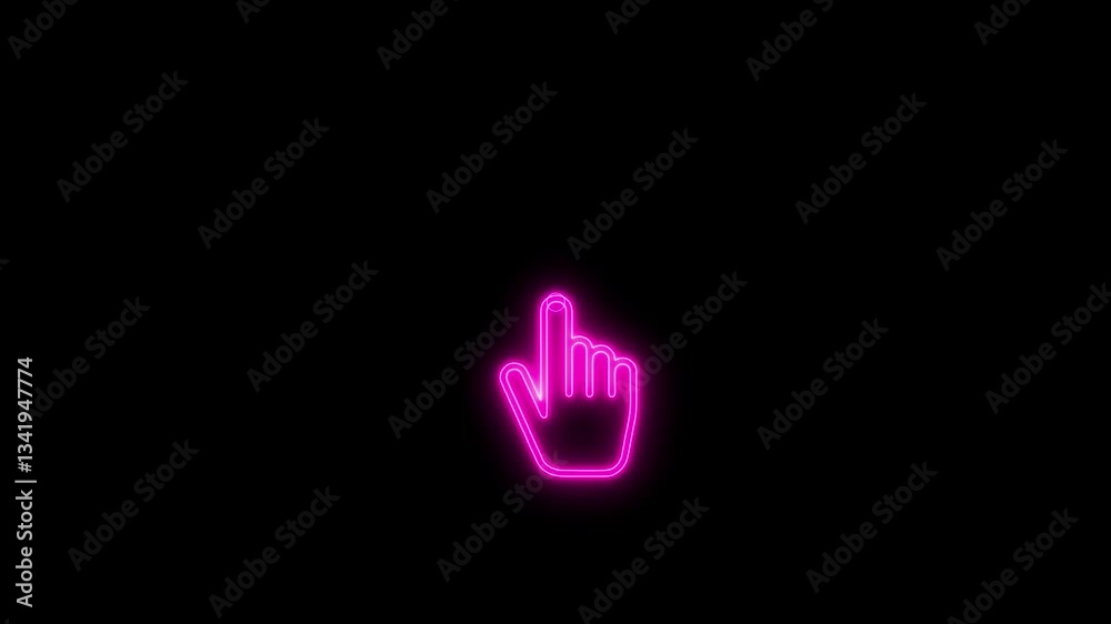 A hand touch click icon typically represents user interaction with a digital interface, such as tapping on a touchscreen or clicking with a mouse. neon click icon.