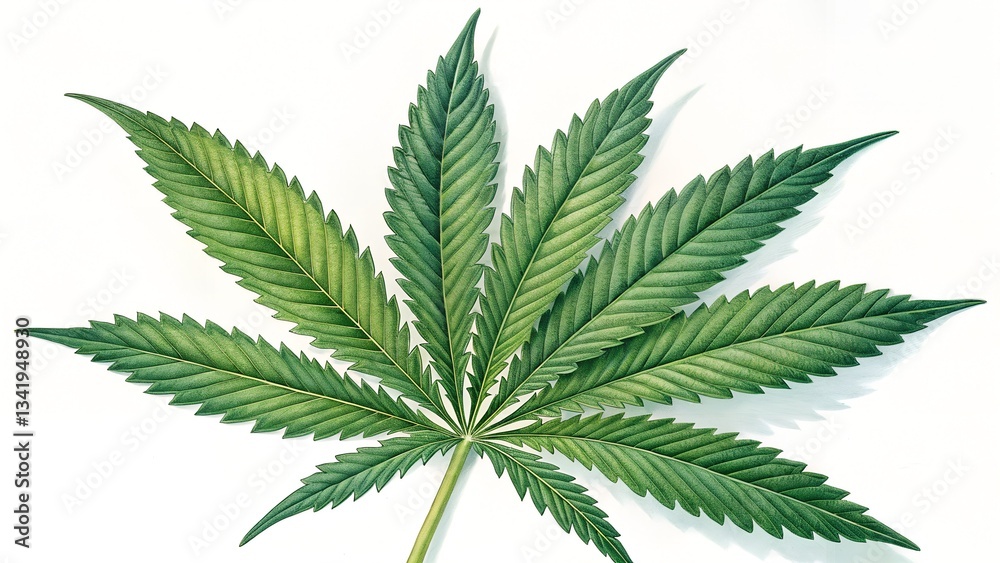 Close-Up of a Cannabis Leaf with Serrated Edges Close-Up of a Cannabis Leaf with Serrated Edges