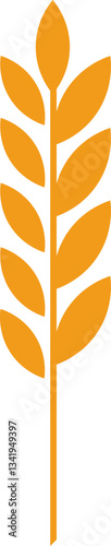 Minimalist vector illustration featuring an orange wheat stalk thriving against a clean white background, symbolizing agriculture, farming, and wholesome, healthy food choices