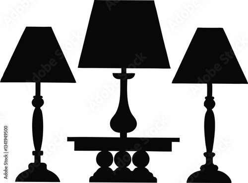 table lamps black silhouette,table lamp vector bundle