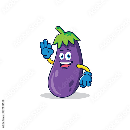 Cute eggplant character mascot illustration
