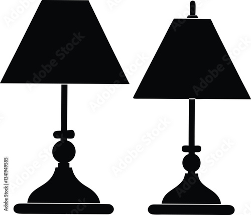 table lamps black silhouette,table lamp vector bundle