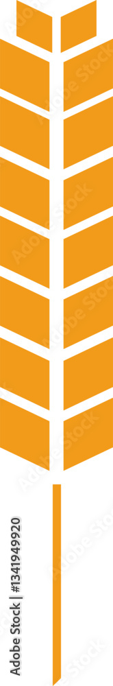 Obraz premium Stylized orange wheat stalk icon symbolizing agriculture and farming, representing healthy food and organic products against a clean white background