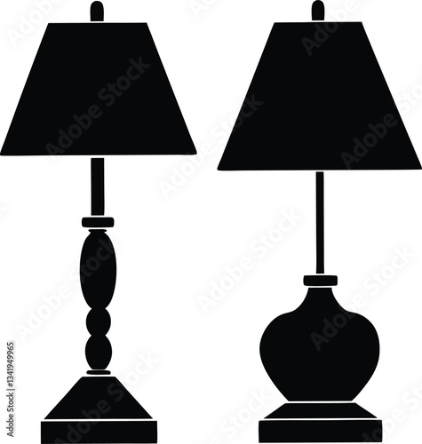 table lamps black silhouette,table lamp vector bundle