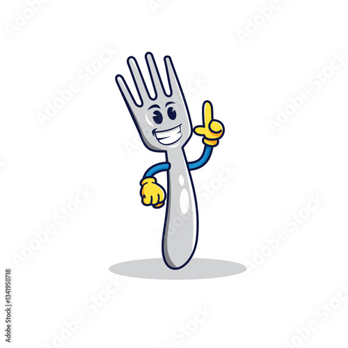 Cute fork character mascot illustration