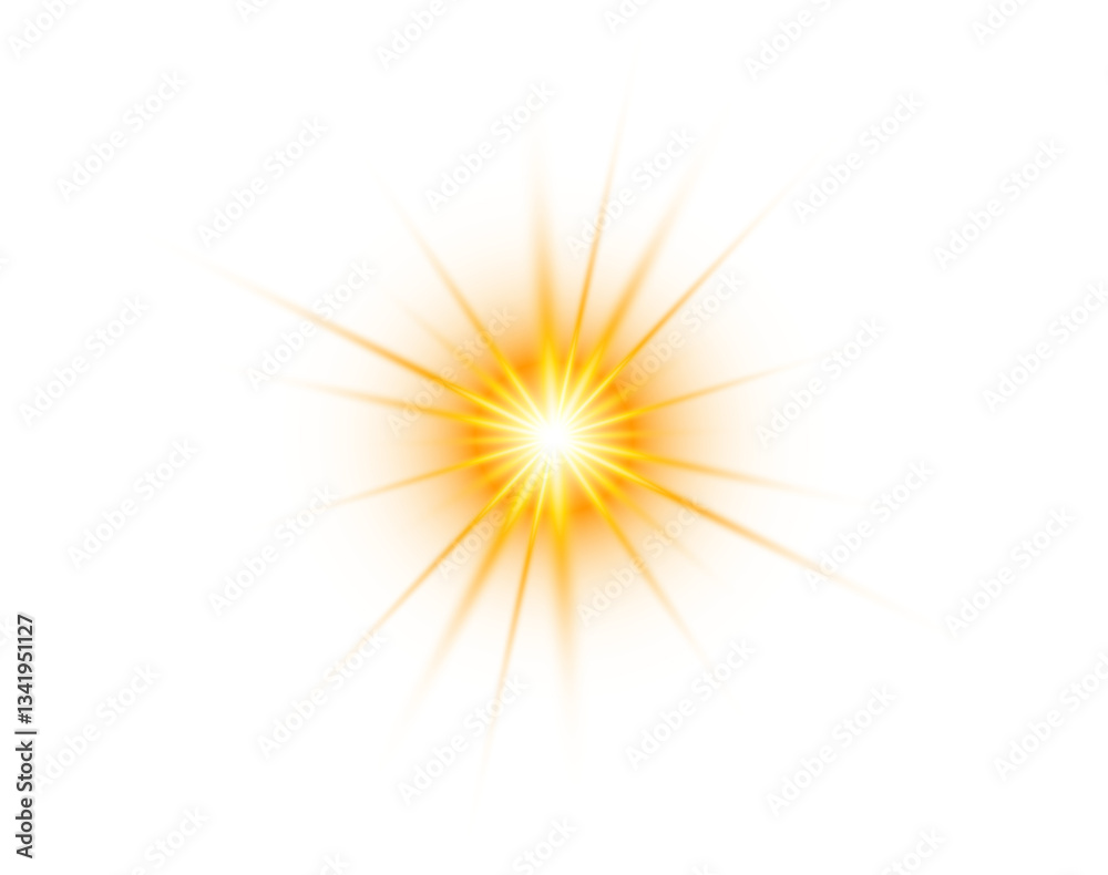 Fototapeta premium Realistic Golden Sunrays Isolated Effect