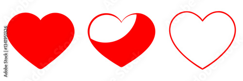 Set of three red heart vector icons, varied designs, symbolizes love and affection Free Download Set of three red heart vector icons, varied designs, symbolizes love and affection - GFXLoad