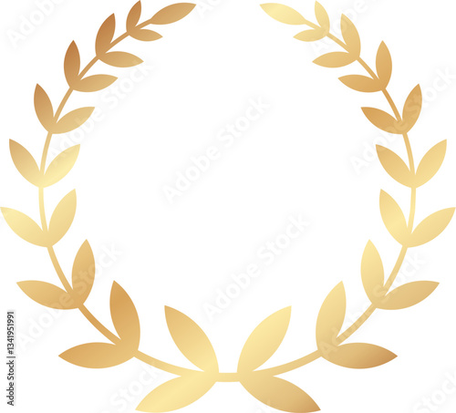Circular golden laurel wreath, a symbol of victory, achievement, and honor, perfect for awards, celebrations, and recognition of excellence