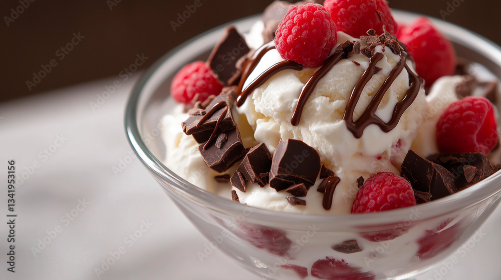 chocolate dessert with cream and strawberries