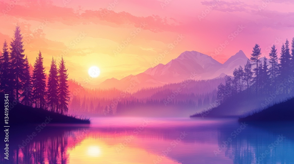 Fototapeta premium Majestic beautiful landscape wallpaper nature background.