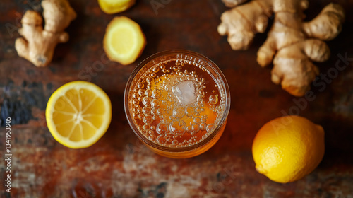 glass of cocktail with orange on the table